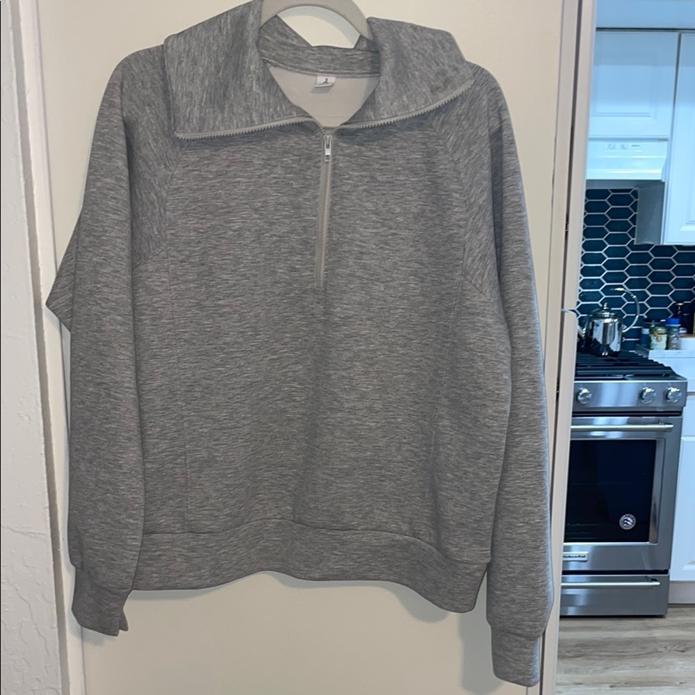 Anrabess Heather Gray Half Zip Sweatshirt | M